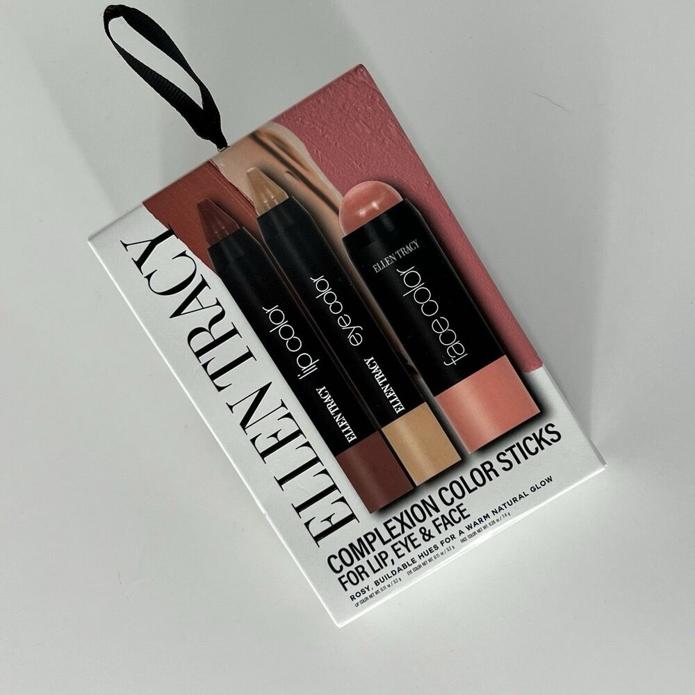 New In Box Ellen Tracy Complex 3 Color Sticks for Lip Eye Face Natural Makeup